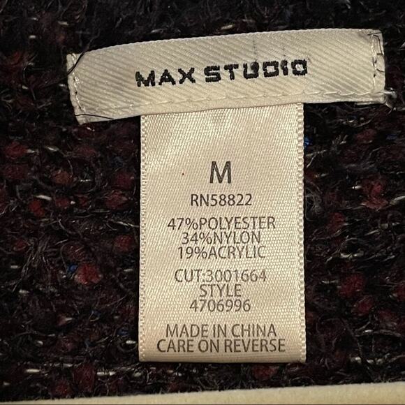 Max Studio Round Neck Long Sleeve Eyelash Tunic Sweater Women's Black Size M - Picture 5 of 5